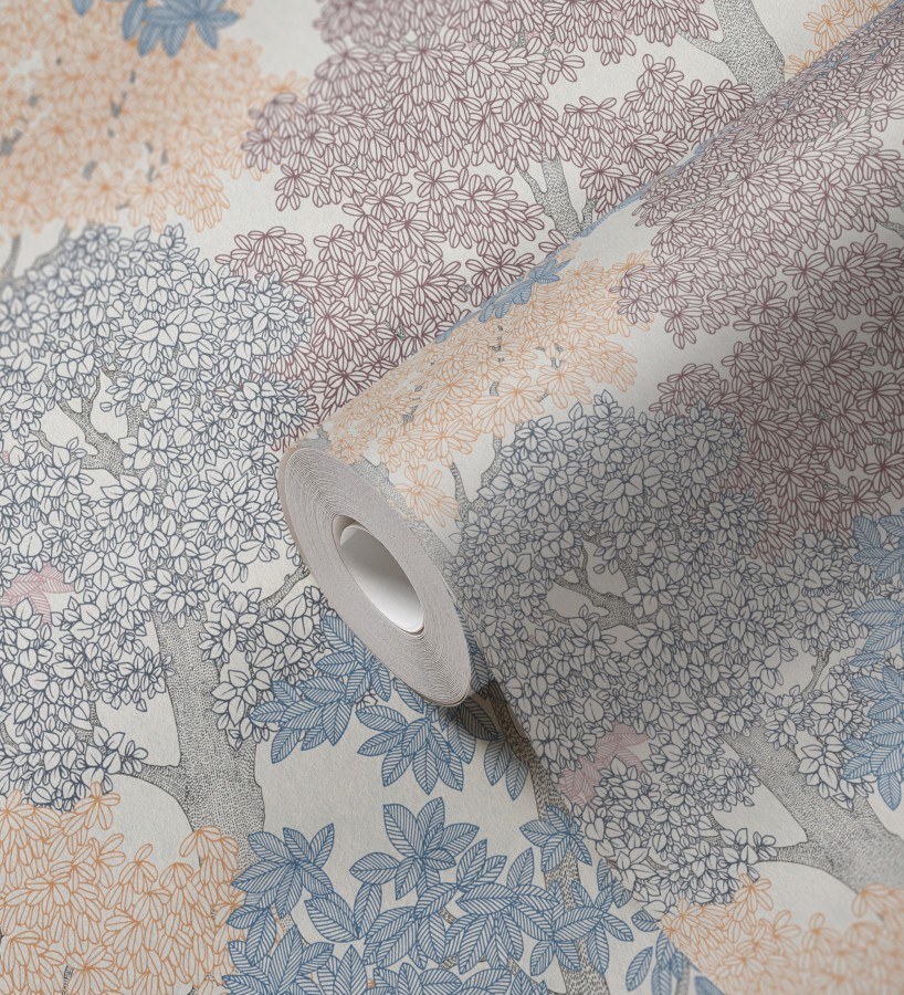 Papel pintado de árboles modernos con ilustración artística  Kavya Grove 684800