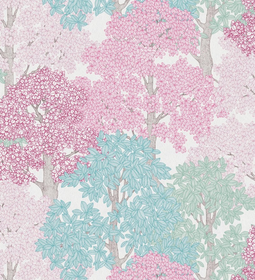 Papel pintado de árboles modernos con ilustración artística  Kavya Grove 684801