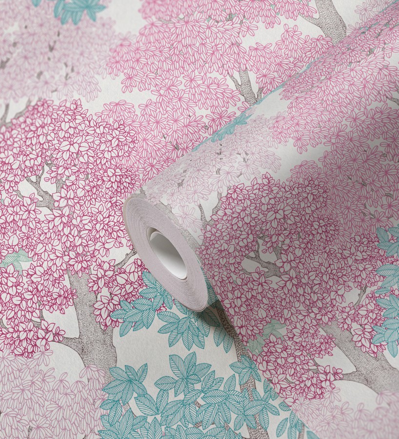 Papel pintado de árboles modernos con ilustración artística  Kavya Grove 684801
