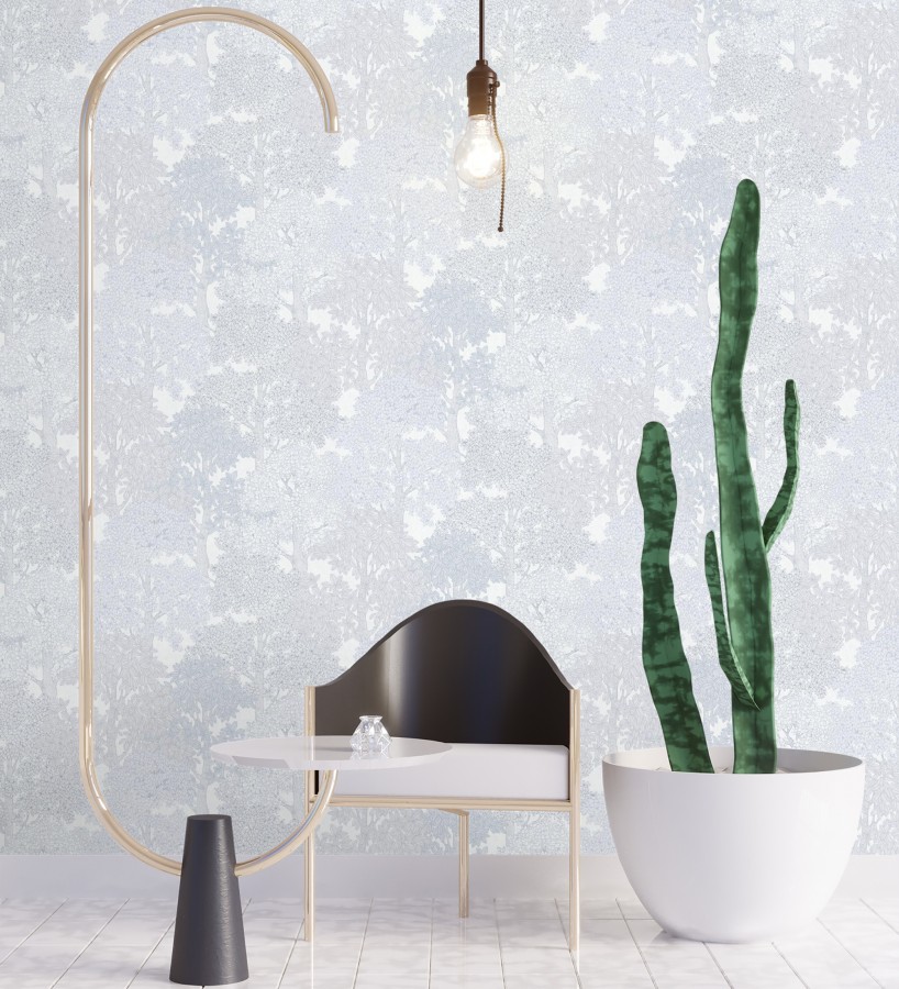 Papel pintado de árboles modernos con ilustración artística  Kavya Grove 684802