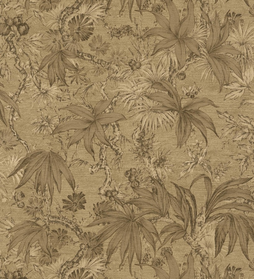 Papel pintado selva sepia elegante fondo oro envejecido texturizado  Hanoi Botanic 684818