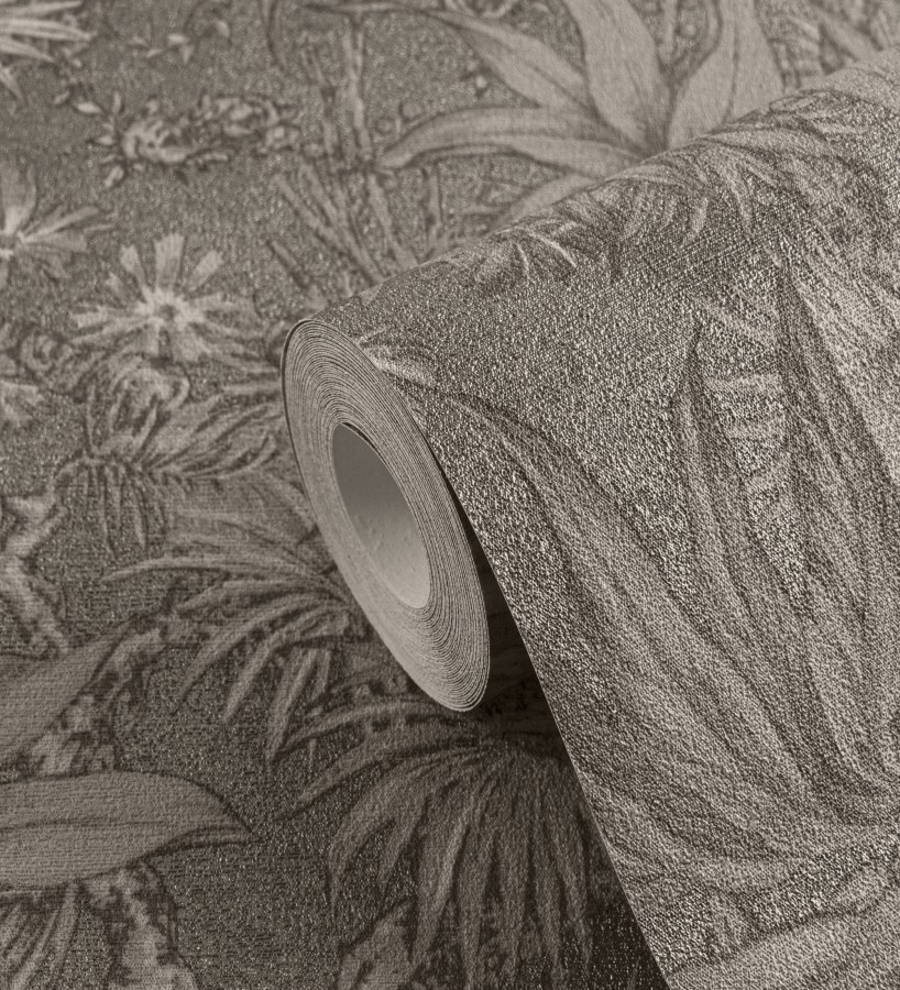 Papel pintado selva sepia elegante fondo níquel texturizado  Hanoi Botanic 684819