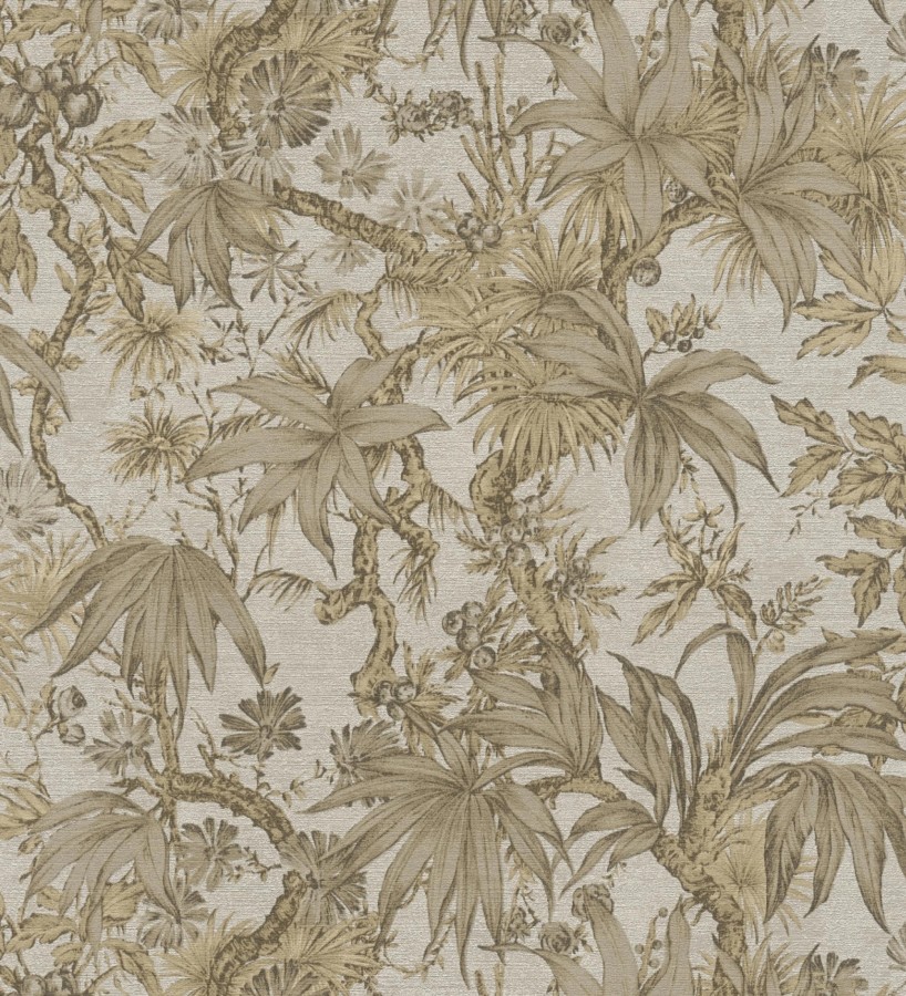Papel pintado selva sepia elegante fondo champagne texturizado  Hanoi Botanic 684820