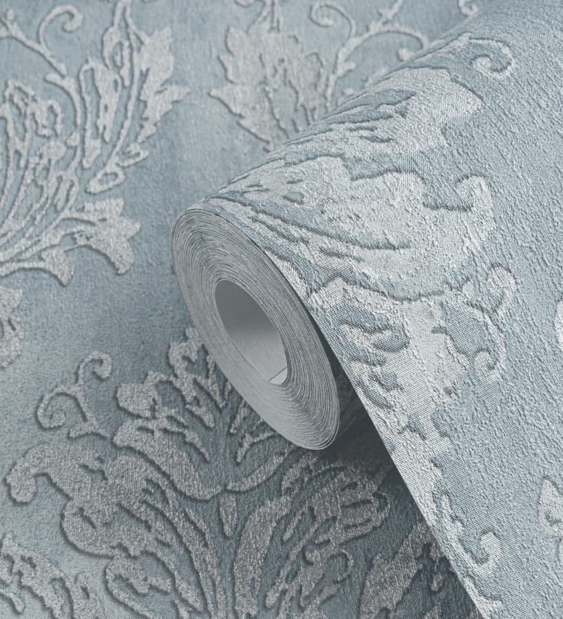 Papel pintado barroco elegante pátina tonos azules  Lombardy Status 684822