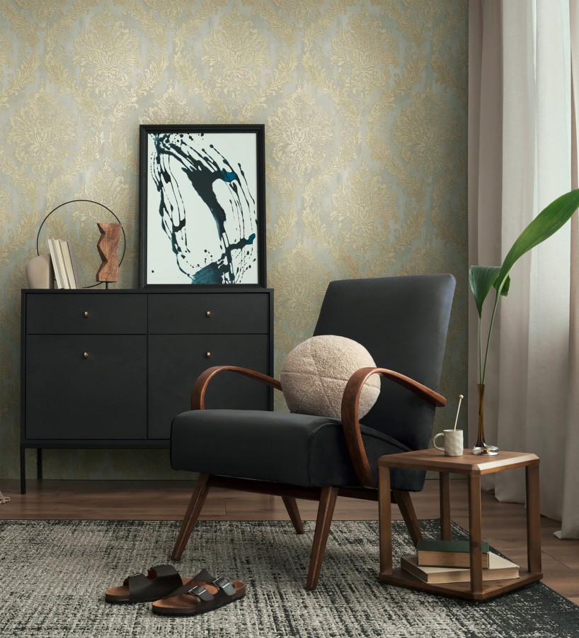 Papel pintado barroco elegante pátina tonos oro  Lombardy Status 684823