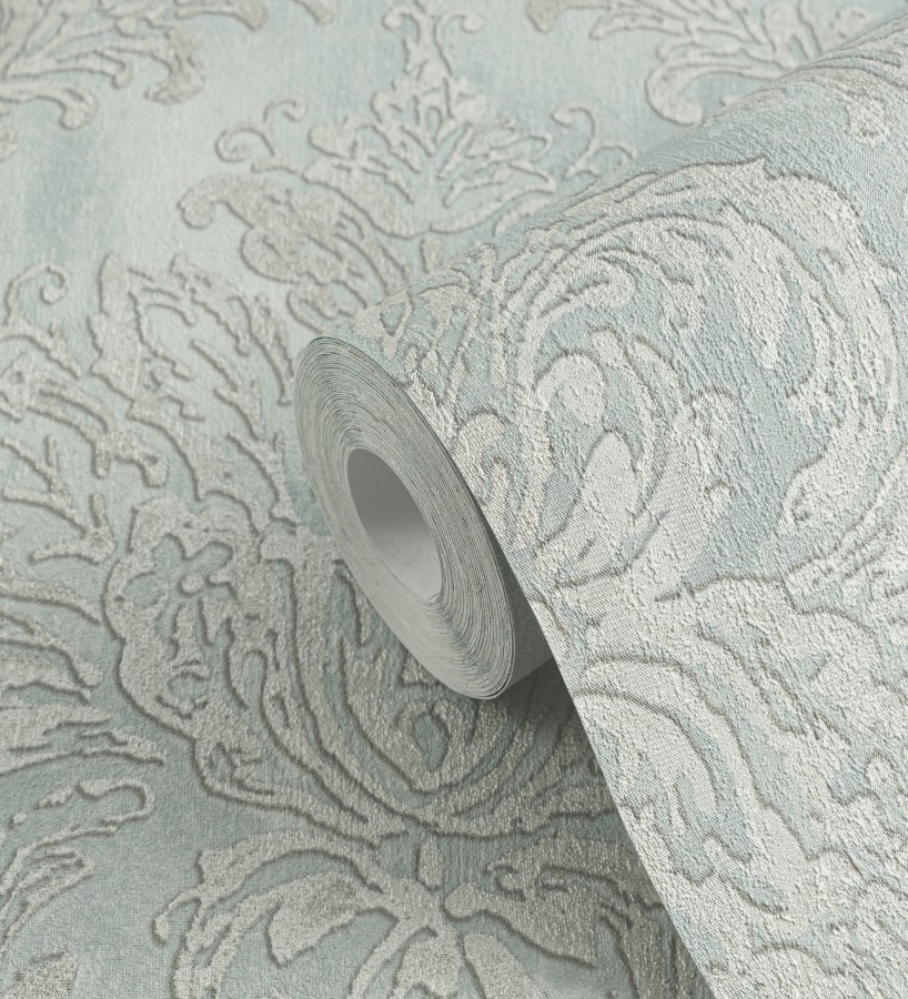 Papel pintado barroco elegante pátina tonos aguamarina  Lombardy Status 684824
