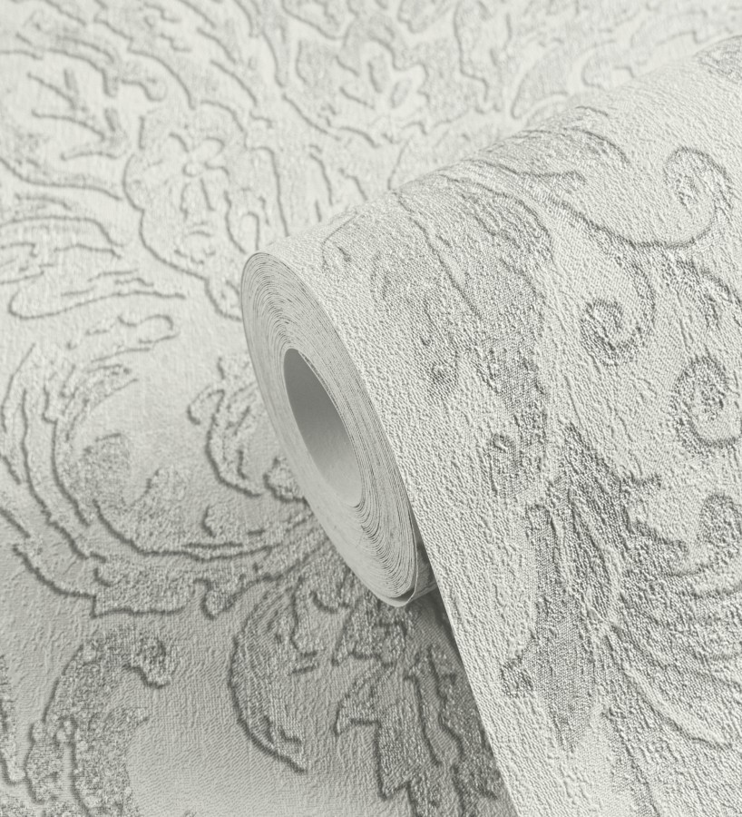 Papel pintado barroco elegante pátina tonos blanco roto  Lombardy Status 684825