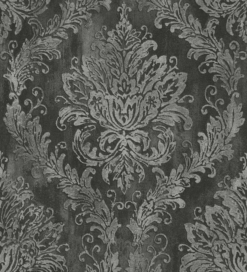 Papel pintado barroco elegante pátina tonos metalizado y negro  Lombardy Status 684827