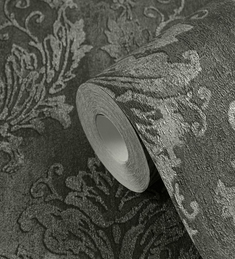 Papel pintado barroco elegante pátina tonos metalizado y negro  Lombardy Status 684827