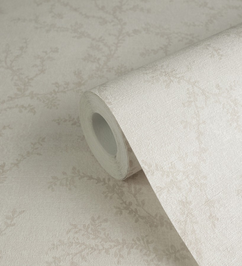 Papel pintado ramas sutiles color beige neutro relieve textil  Margot Delicate 684829