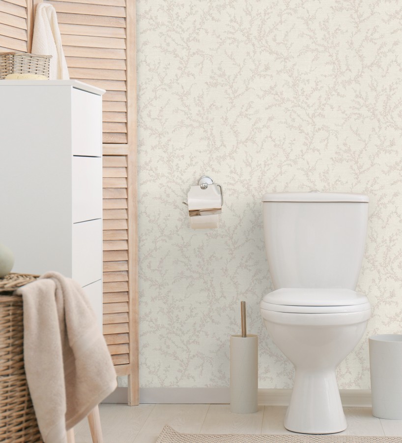 Papel pintado ramas sutiles color beige neutro relieve textil  Margot Delicate 684829