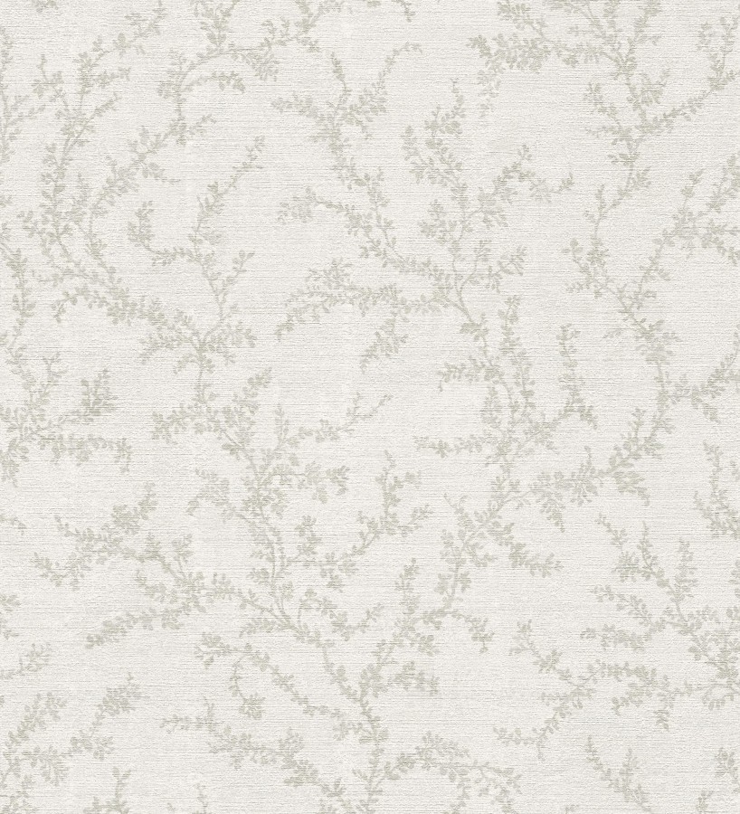 Papel pintado ramas sutiles color gris claro verdoso relieve textil  Margot Delicate 684830