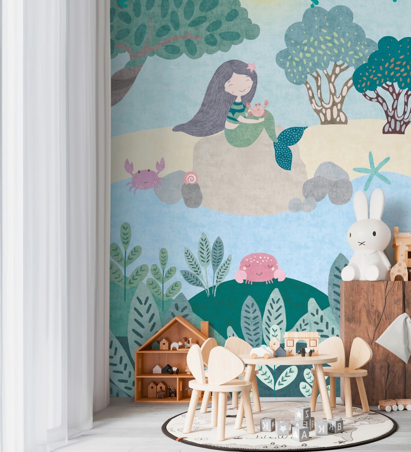 Papel pintado mural de sirena mágica y amigos del mar  Ariel Mystic 684835