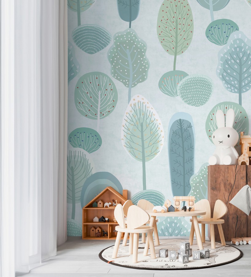 Papel pintado mural de hojas estilo nórdico infantil  Arden Nordic 684838