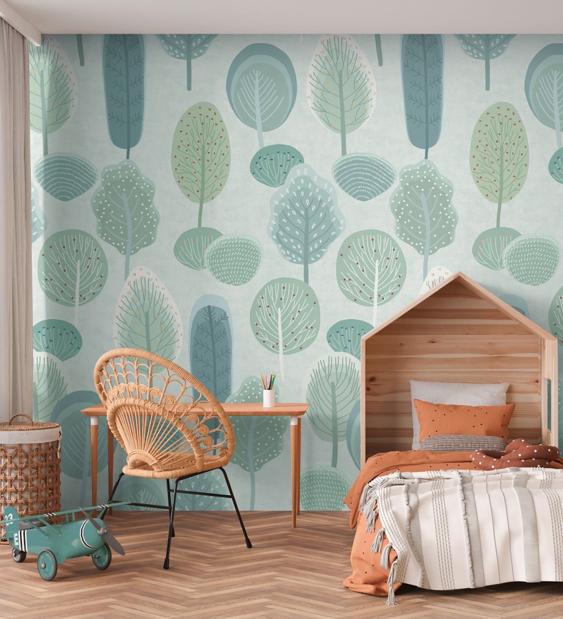 Papel pintado mural de hojas estilo nórdico infantil  Arden Nordic 684838