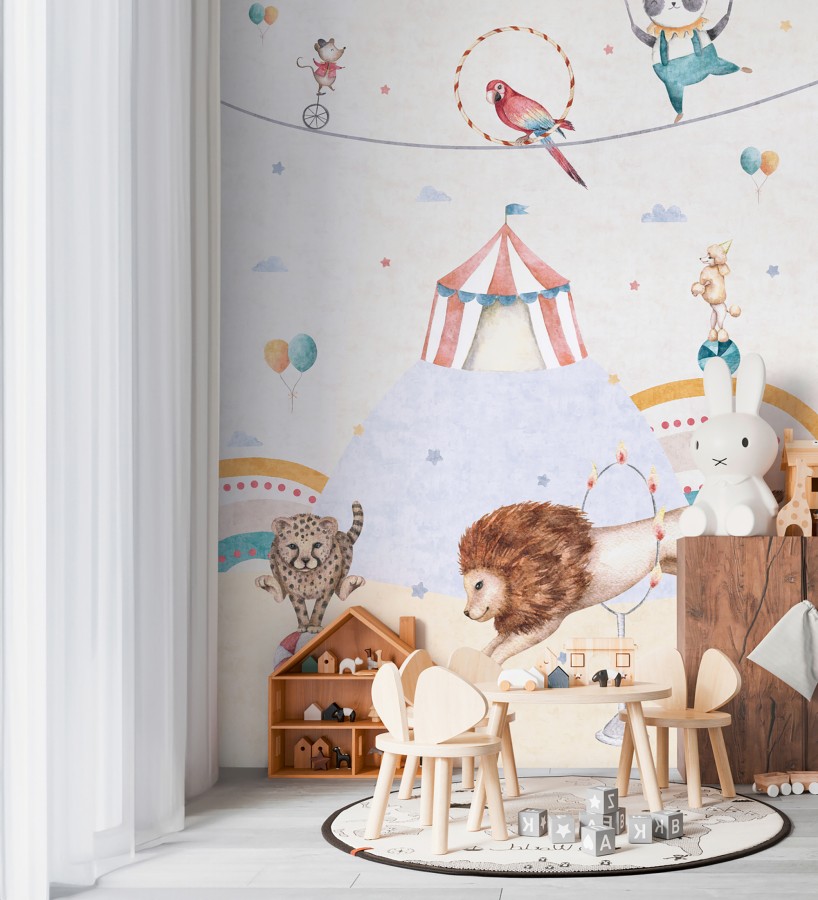 Papel pintado mural de circo mágico con animales fantásticos  Circus Joyful 684839