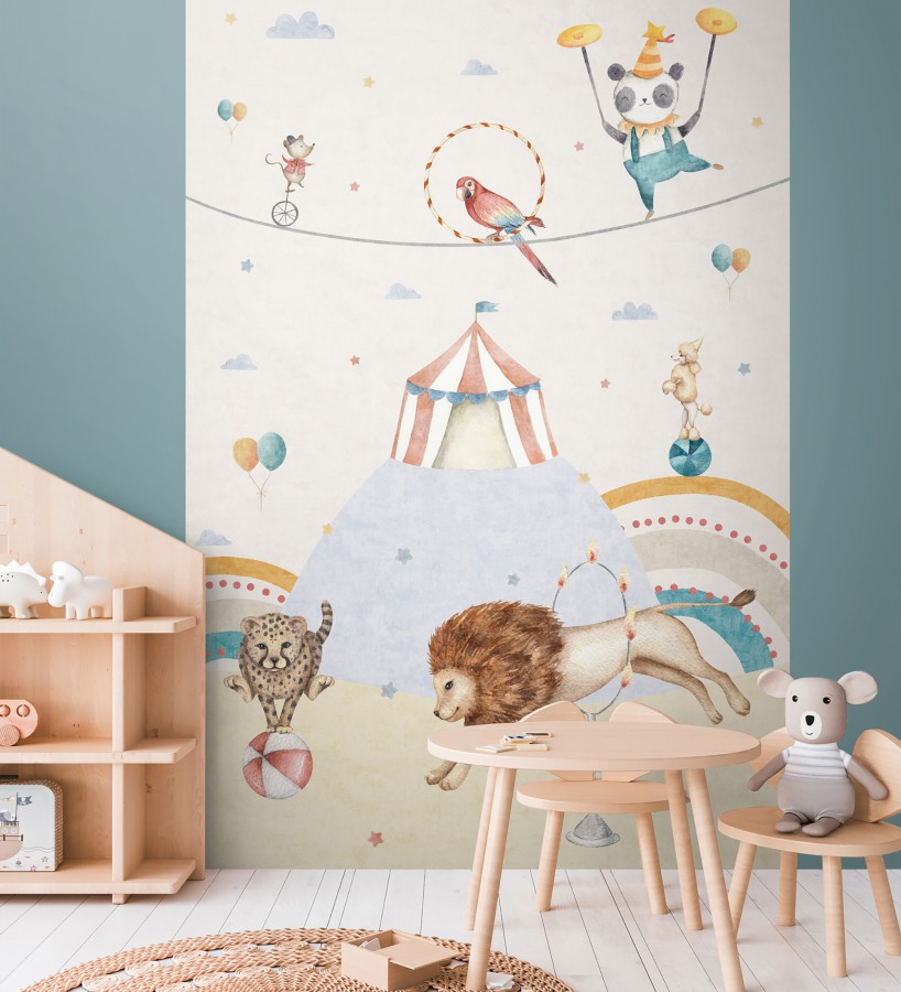 Papel pintado mural de circo mágico con animales fantásticos  Circus Joyful 684839