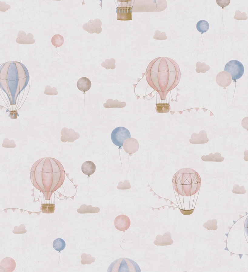 Papel pintado globos dirigibles nubes pastel en rosa y azul  Aerostatic Dreamy 684840