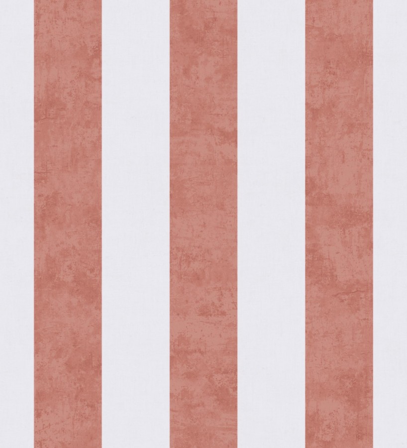 Papel pintado rayas lino desgastado bebé suave en color terracota  Strype Cloudy 684847