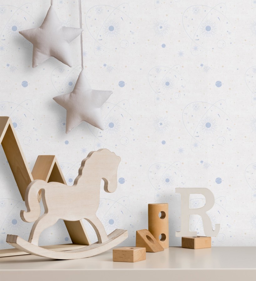Papel pintado universo estrellas fondo crema  Bobby Galactic 684850
