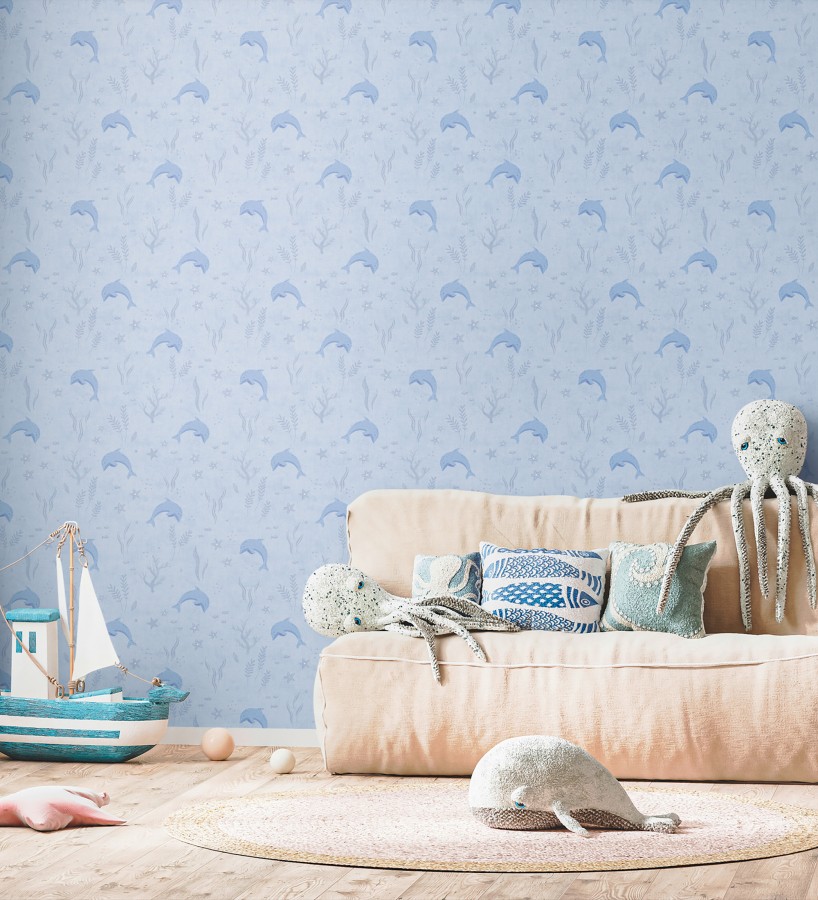 Papel pintado delfines en el oceáno estilo infantil  Nara Dolphin 684852