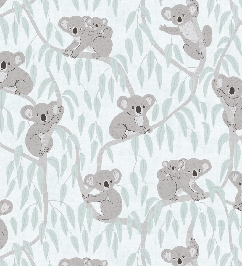 Papel pintado koalas y eucalipto tierno pastel fondo verde claro  Teddy Calm 684856