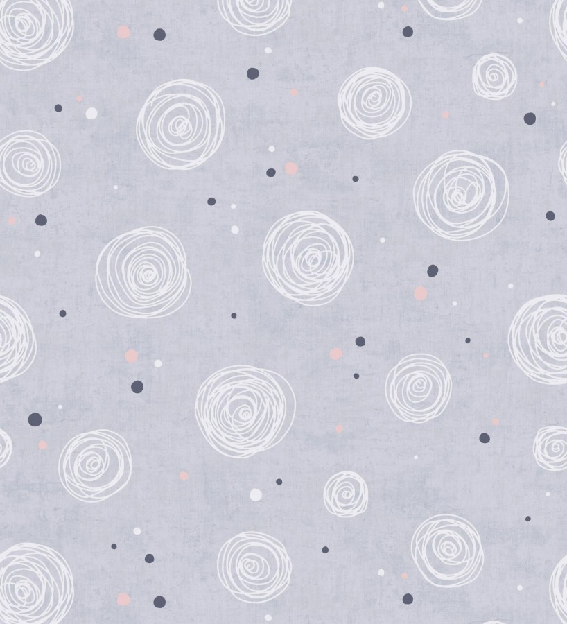 Papel pintado de espirales fondo efecto textil gris lavanda liso  Mia Whimsical 684861