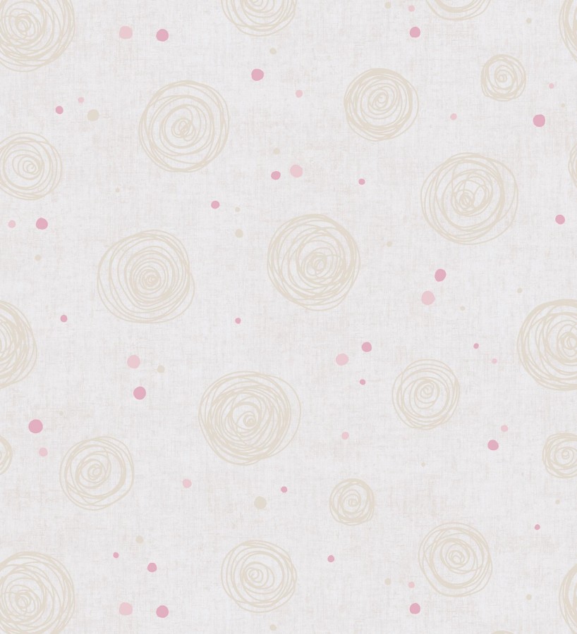 Papel pintado de espirales fondo efecto textil blanco y crema liso  Mia Whimsical 684863