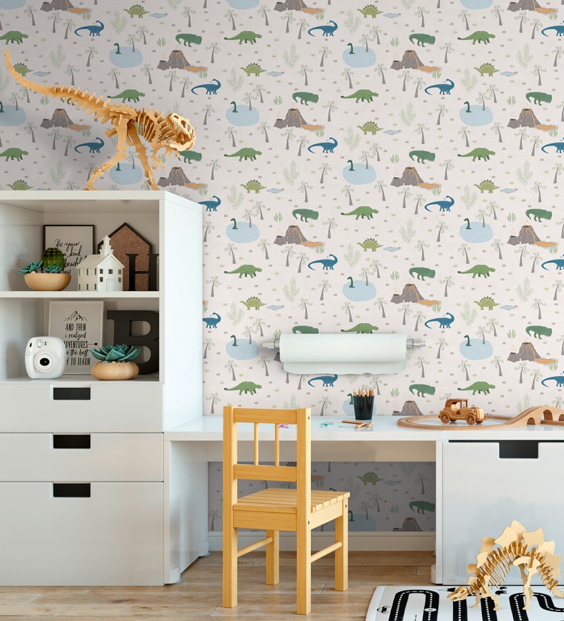 Papel pintado de dinosaurios y volcanes aventura jurásica  Dino Brave 684864