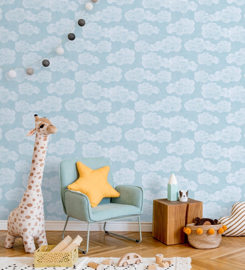 Papel pintado nubes algodón color beige neutro suave para niños y bebé  Sugar Puffy 684867
