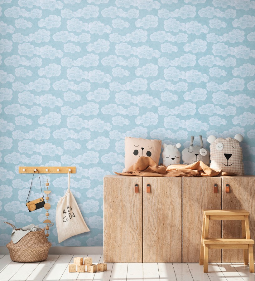 Papel pintado nubes algodón color beige neutro suave para niños y bebé  Sugar Puffy 684867