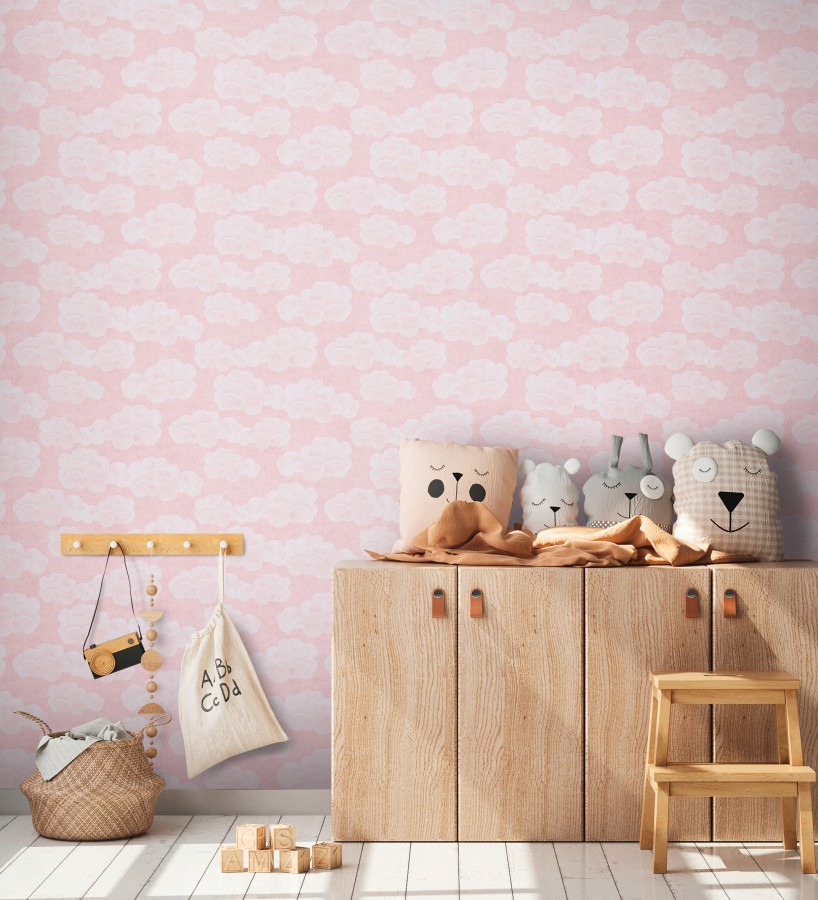 Papel pintado nubes algodón color beige neutro suave para niños y bebé  Sugar Puffy 684868