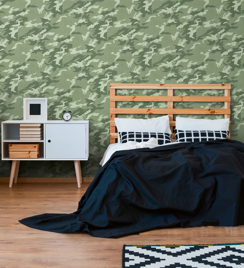 Papel pintado juvenil de camuflaje militar verde  Ragen Camo 684878