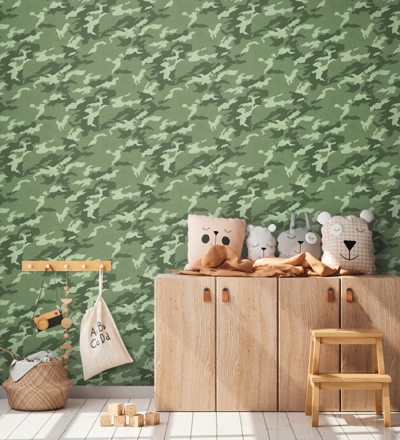 Papel pintado juvenil de camuflaje militar verde  Ragen Camo 684878