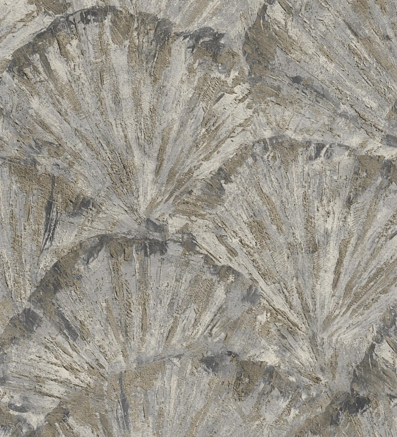 Papel pintado abanicos al óleo texturizado tonos piedra  Bellagio Gilded 684884