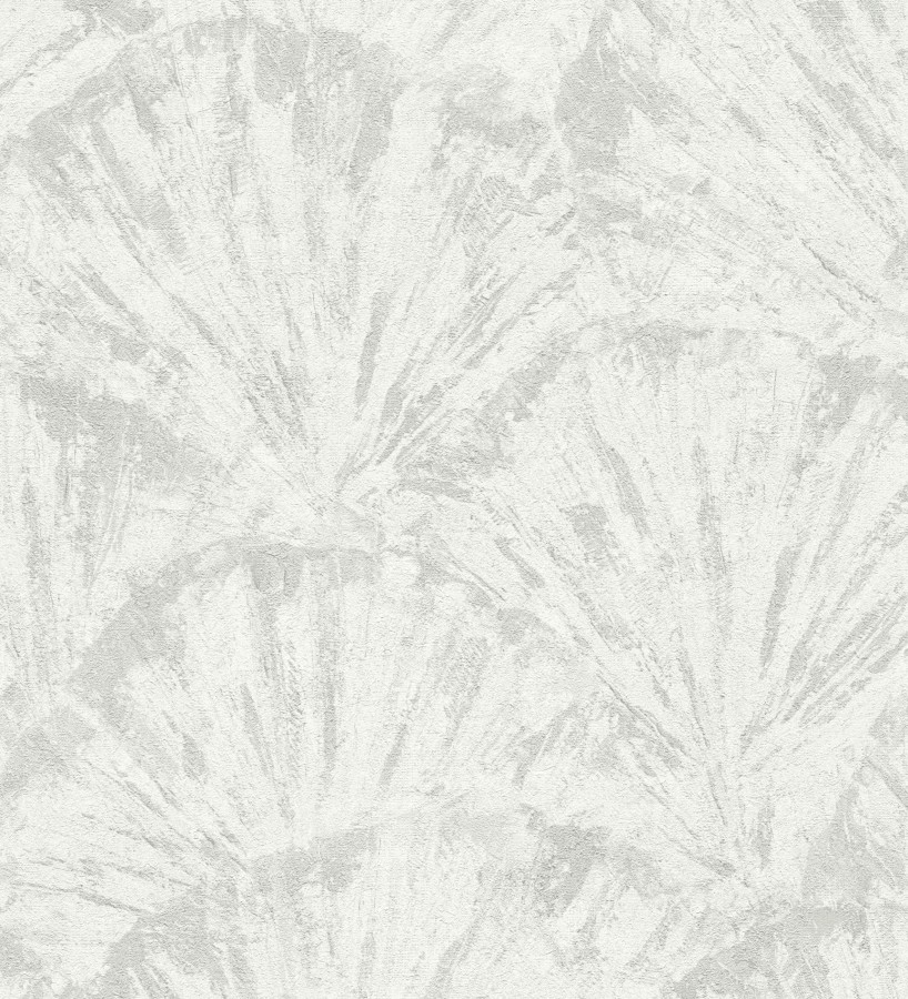 Papel pintado abanicos al óleo texturizado tonos blanco y gris  Bellagio Gilded 684886