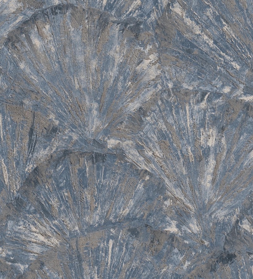 Papel pintado abanicos al óleo texturizado tonos azul oscuro  Bellagio Gilded 684888