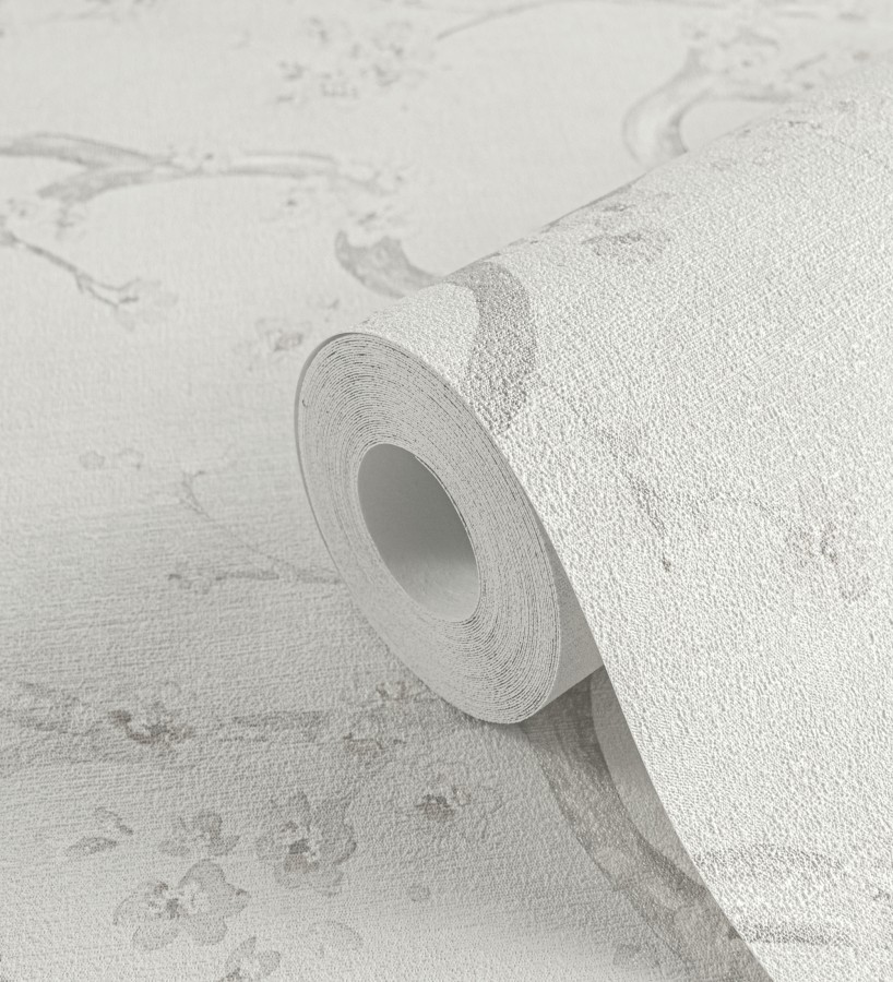 Papel pintado flores rosa y blanco fondo texturizado tonos blanco  Katsura Elegant 684893