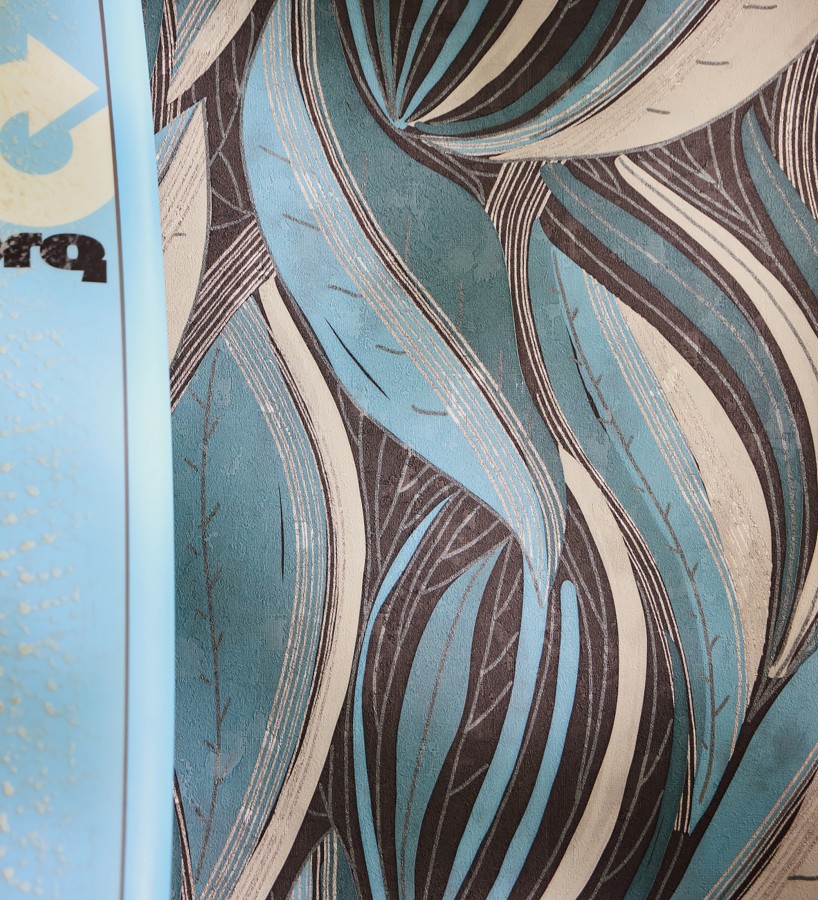 Papel pintado hojas vibrantes en grabado retro texturizado  Hibiscus Lush 684907
