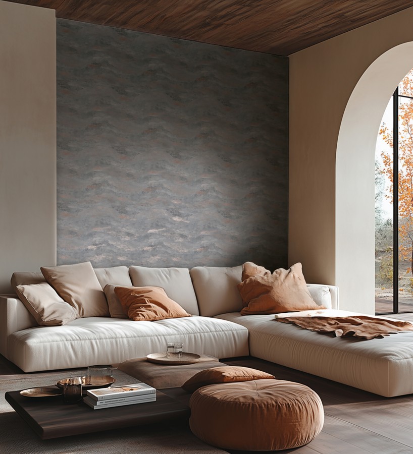 Papel pintado lienzo con nubes bronce evanescentes fondo gris  Ocean Bold 684912
