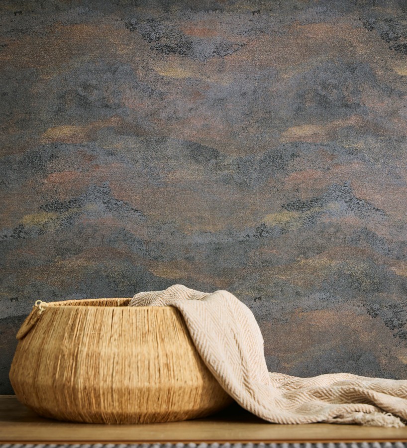 Papel pintado lienzo con nubes bronce evanescentes fondo gris carbón  Ocean Bold 684914