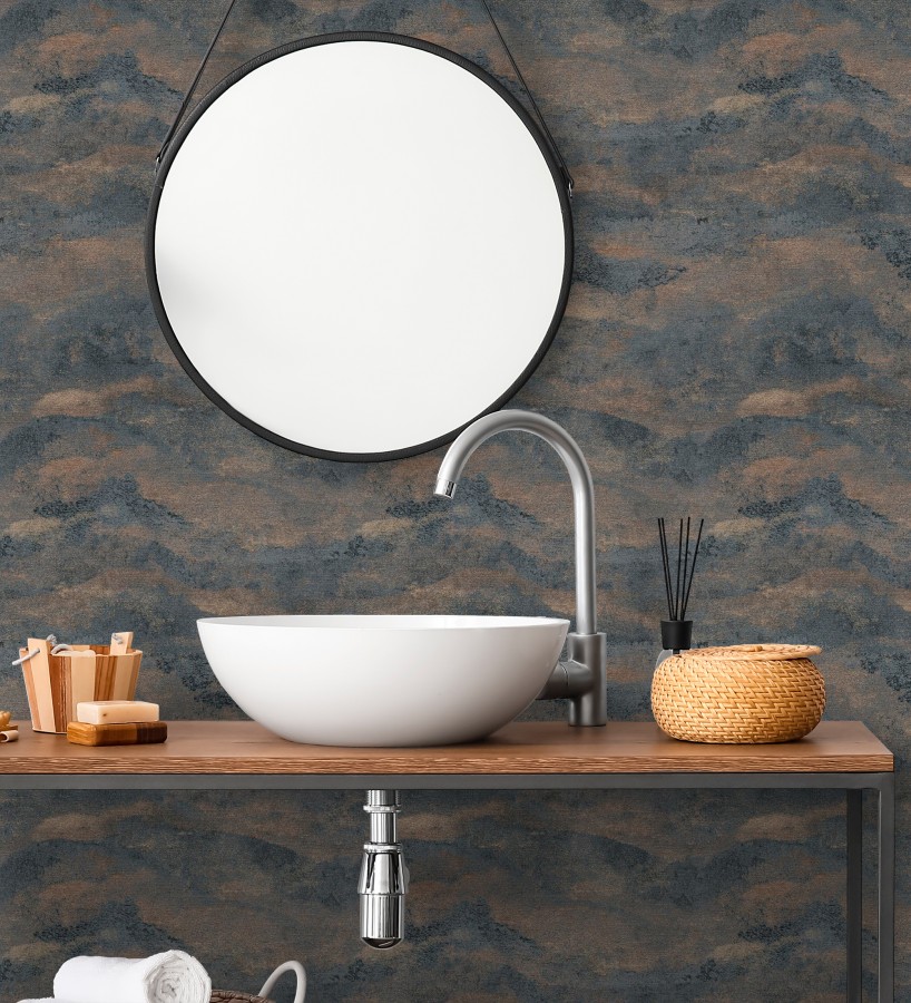 Papel pintado lienzo con nubes bronce evanescentes fondo gris carbón  Ocean Bold 684914