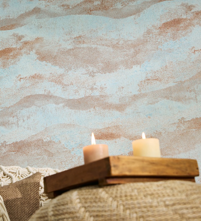 Papel pintado lienzo con nubes bronce evanescentes fondo azul glacial  Ocean Bold 684915