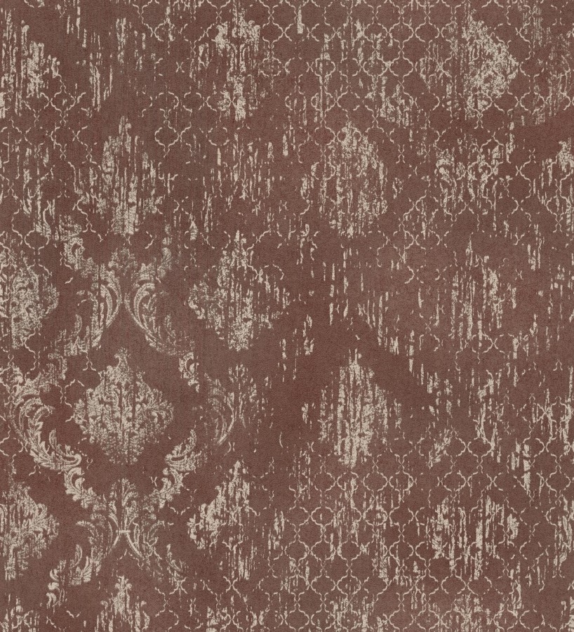Papel pintado damasco pátina antigua dorado y burdeos  Roma Eternal 684918
