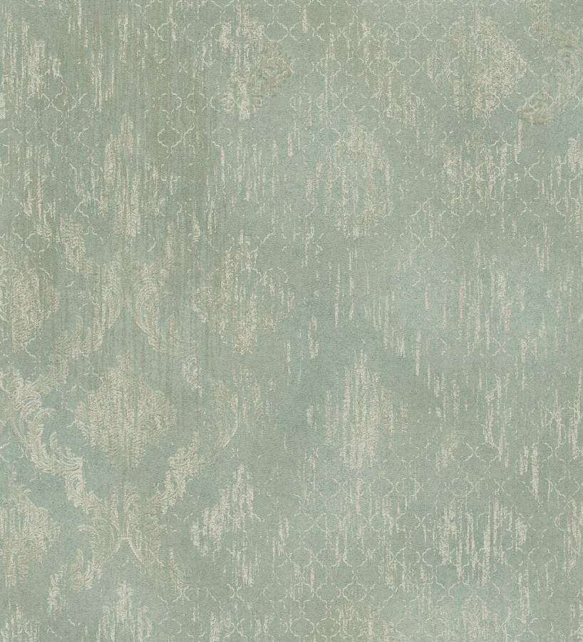Papel pintado damasco pátina antigua dorado y verde celadón  Roma Eternal 684920