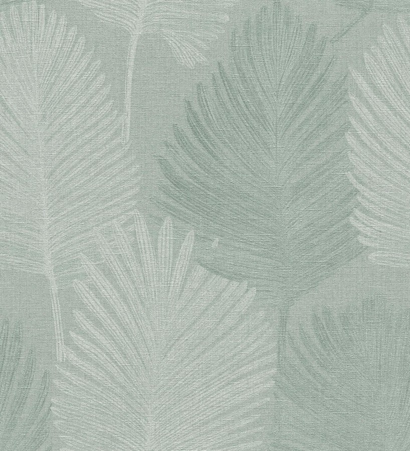 Papel pintado sutiles palmas verdes textura textil fondo verde salvia  Lantau Mystic 684924