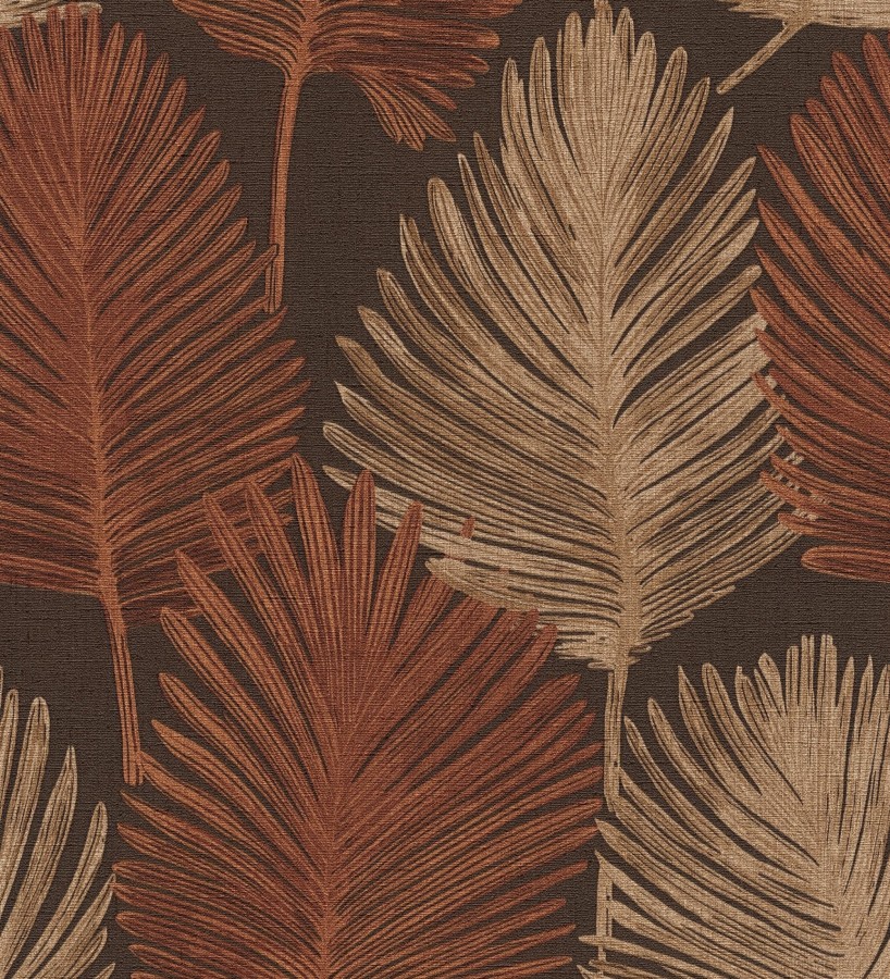 Papel pintado sutiles palmas terracota textura textil fondo marrón rojizo  Lantau Mystic 684925