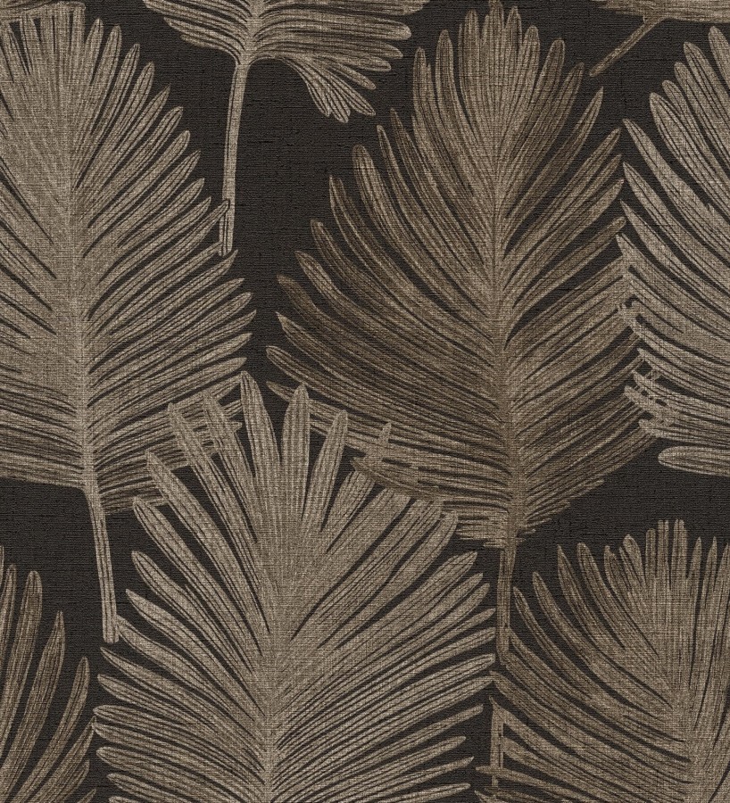 Papel pintado sutiles palmas tonos visón textura textil fondo negro  Lantau Mystic 684926