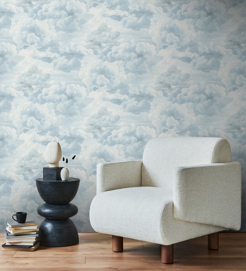 Papel pintado de nubes con textura de pintura al óleo y estilo etéreo azul cielo  Skye Eden 684933