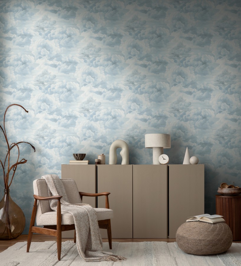 Papel pintado de nubes con textura de pintura al óleo y estilo etéreo azul cielo  Skye Eden 684933